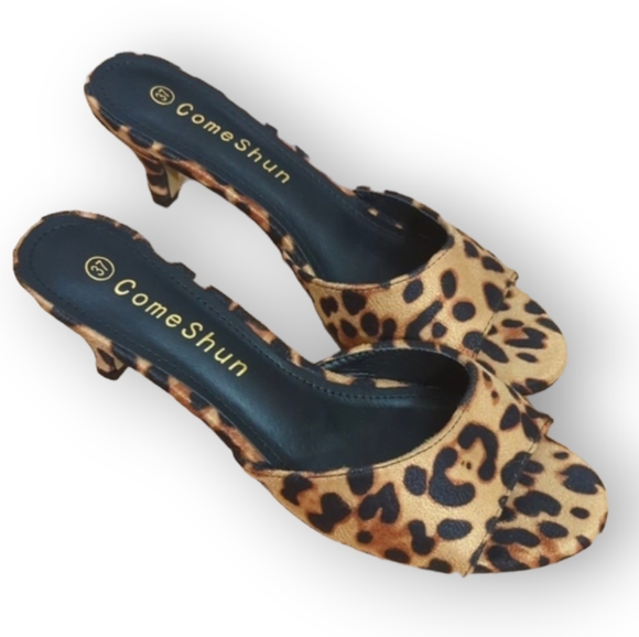 Comeshun Shoes Nwot Leopard Print Kitten Heels Poshmark